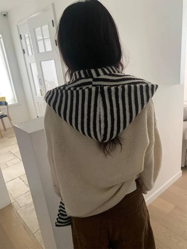 Warm Stripe Hat Scarf Inteated Ne Warmer Women's Bicycle Riding Winter Faion Korean Sle Windproof Scarf Hat Combo