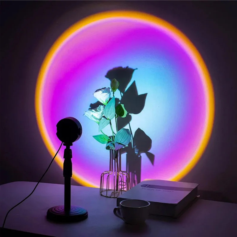 16 색상 RGB 사진 일몰 램프 LED USB 프로젝터 야간 조명 원격 네온 침실 홈 커피 숍 벽 장식