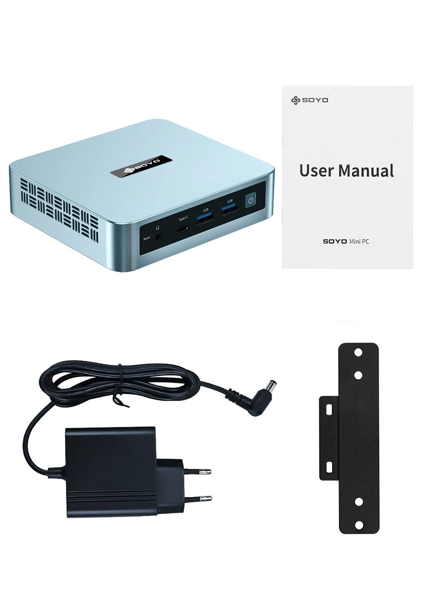 Mini PC SOYO M2 Plus V1 z procesorem Intel 12. generacji N100, Windows 11 Pro, 16 GB DDR4, 512 GB SSD, obsługa WiFi5, mini komputer stacjonarny.
