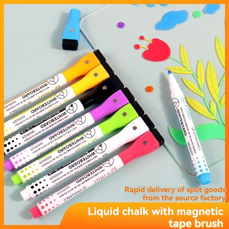 8 สี 1-2 มม.ชอล์ก Erasable Highlighter Fluorescent MARKER ปากกาสําหรับไวท์บอร์ด Graffiti LED โฆษณา Chalkboard สีขาว