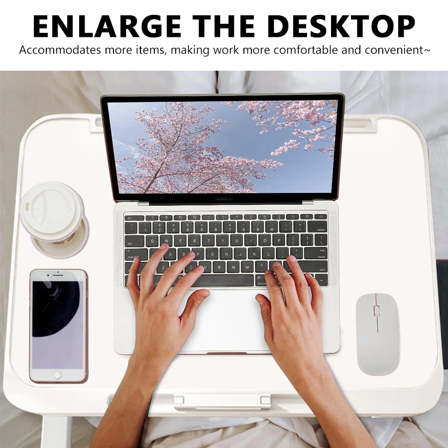 Adjustable Laptop Desk Foldable, Multi-Angle Bed Table with Portable Handle, for Office Home Use, Ergonomic Study Computer Table