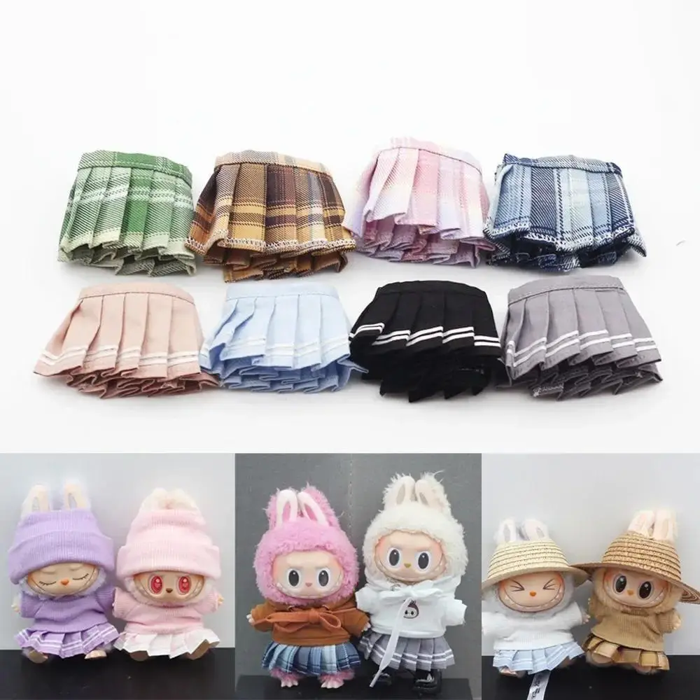 Mini ropa para muñeca, accesorios para 15-17cm, conjunto de uniforme Labubu V1 V2 V3Labubu, falda y suéter, ropa para gafas de sol