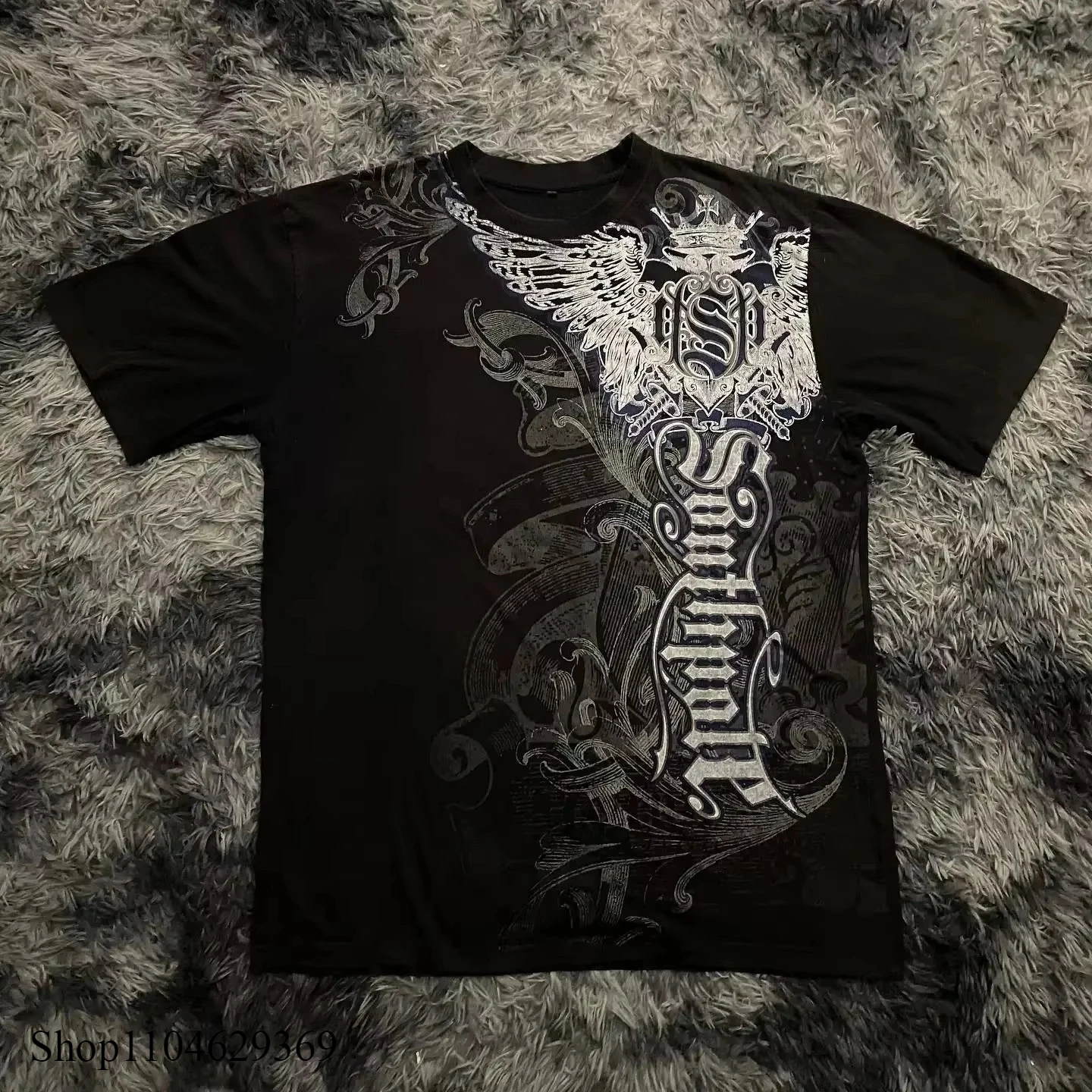 Clássico y2k estilo gótico camiseta impressão oversized t camisa camisas de rua alta gótico em torno do pescoço algodão topos nova camisa das mulheres dos homens