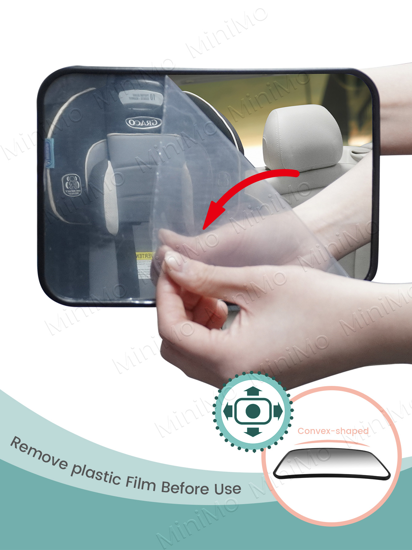 2 peças de espelhos de carro para bebês, resistentes a estilhaços, grande angular, visão clara do assento traseiro, montagem universal para encosto de cabeça