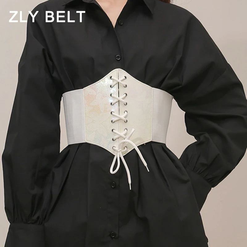 Zly neue Mode Bund Frauen elastischen Pu Leder Material verstellbar elegant Mantel Mantel lässig Stil Vintage Taillen bund