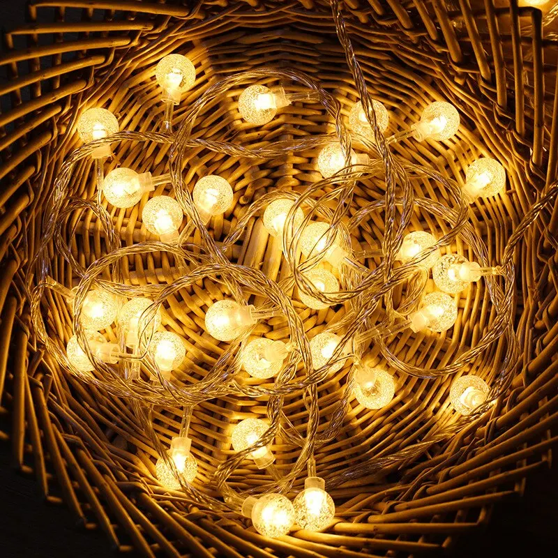 ลูกบอลคริสตัล LED ยาว3เมตร, ไฟราว LED 20ดวงสำหรับตั้งแคมป์กลางแจ้งสวนกันน้ำตกแต่งเดือนรอมฎอน