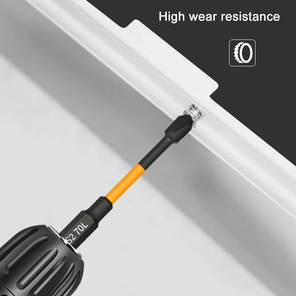 3PC Orange S2 Impact Strong Magnetic Anti Slip 50-70mm Electric Hand Drill Cross Screwdriver Bit Electric Tool Accessory Set
