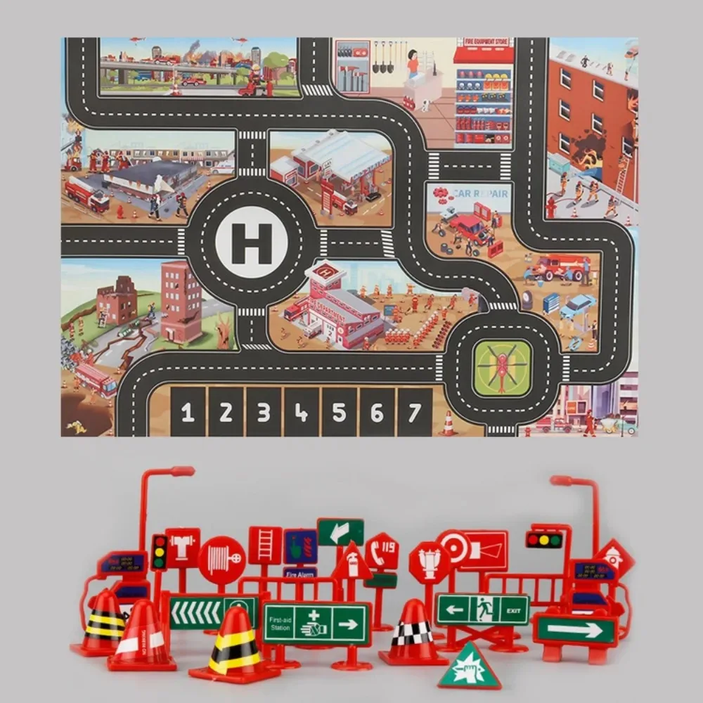 Tappetino da gioco per bambini Traffico cittadino Mappa stradale Tappetino Tappeto Parcheggio per auto cittadina Mappa stradale Segnali stradali Gioco per tappetino da arrampicata per bambini