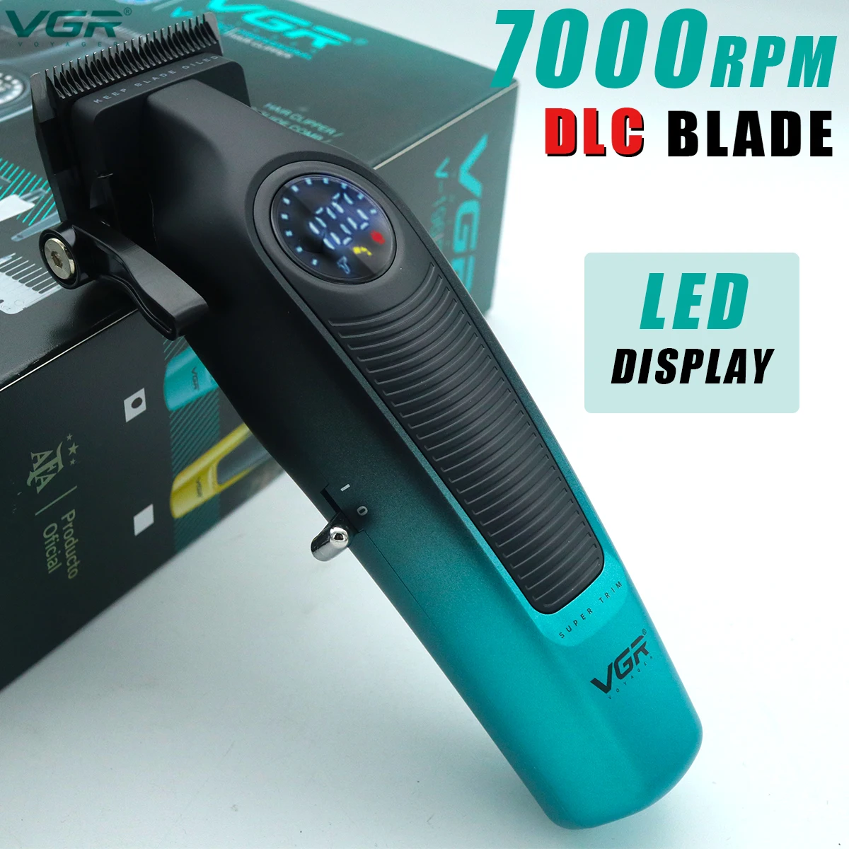 VGR 196 cortadora de pelo profesional DLC hoja pantalla LED inalámbrica USB hoja de cerámica máquina de corte de pelo para hombres máquina cortadora de pelo