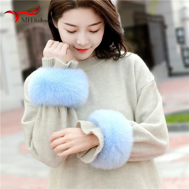 Cáo Lông Thú Vòng Bít Chính Hãng Fox Lông Thú Đeo Cánh Tay Ấm Vòng Tay Nữ Thật Lông Dây Đeo Găng Tay Gấu Trúc Lông Thú Vòng Bít