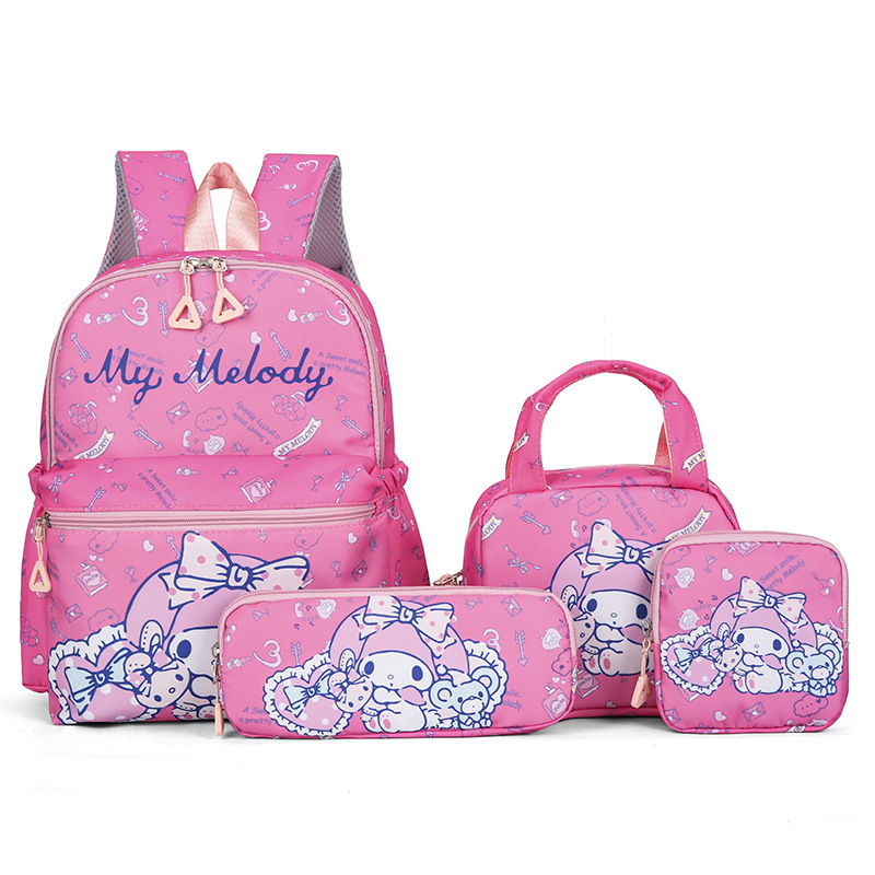 Nowy zestaw plecaków Kuromi Hello Kitty Melody Elementary Nowy czteroczęściowy piórnik szkolny Dziewczęca torba podróżna Torba na lunch dla ucznia