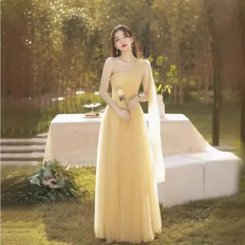 Zusters up Jurk Mori Bruidsmeisjesjurk 2025, Nieuwe Winter Fee Temperament Bruiloft Vrouwelijke Afstuderen Hoge Gevoel