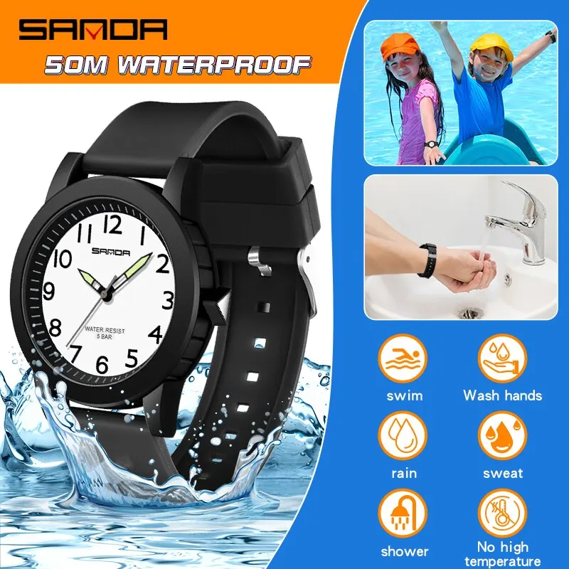 SANDA-Reloj de pulsera analógico de silicona para mujer, cronógrafo de cuarzo, deportivo, de béisbol, resistente al agua, informal, regalo para niño y niña