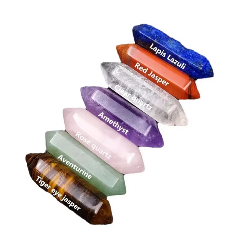 14pcs Pointed Quartz Crystal Chakra Healing Stones And Crystals Set Hexagon Rose Quartz Gems For Meditation Bedroom Decor
