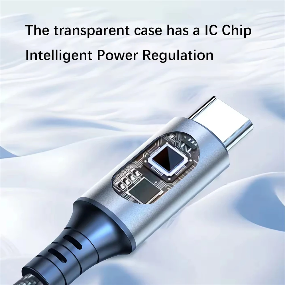 6A 120W USB A to C 슈퍼 고속 충전 케이블 (샤오미 레드미, 포코, 삼성용) LED 디지털 디스플레이, 나일론 편조 데이터 케이블