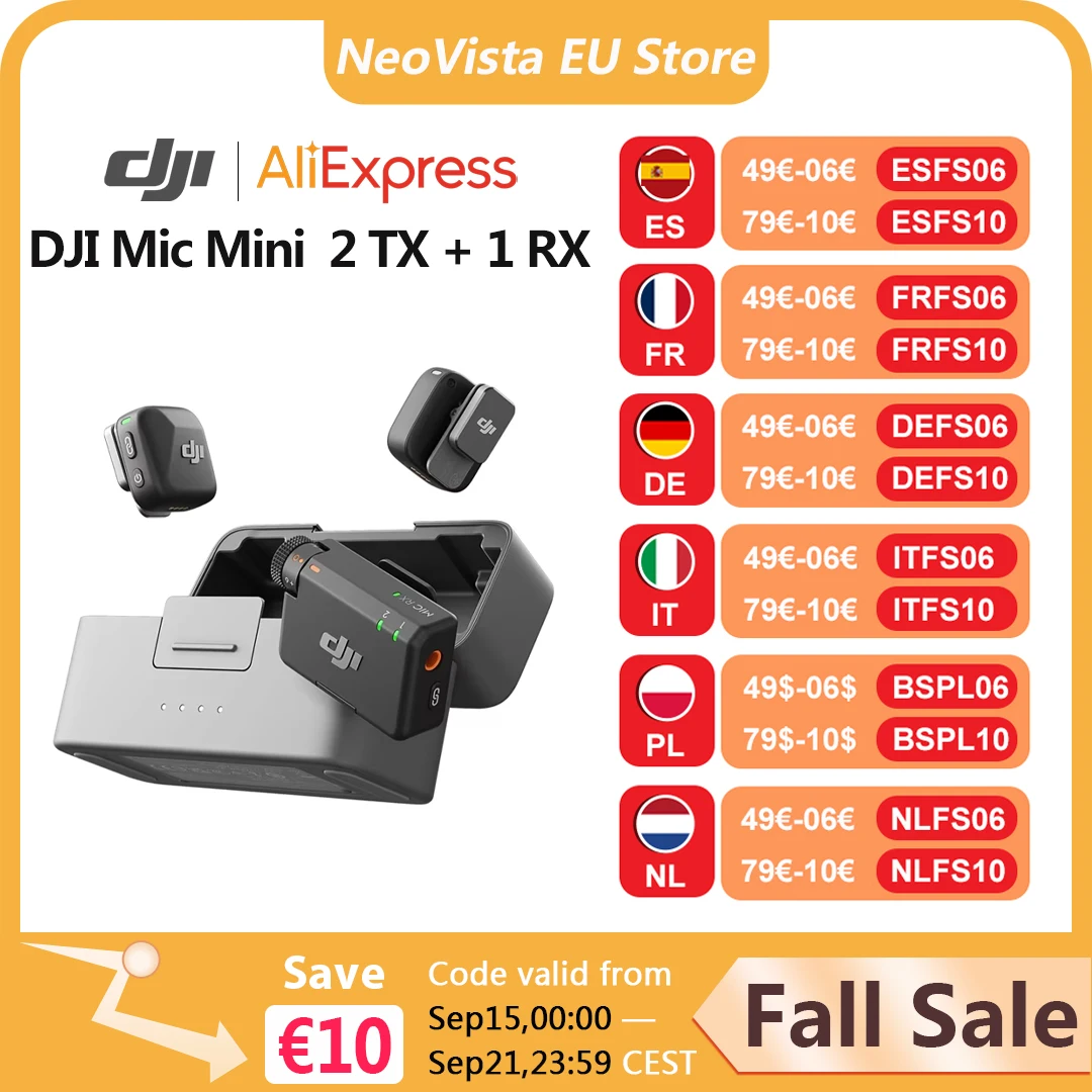 DJI Mic Mini 2TX 1RX mit Ladekoffer, zweistufiger aktiver Geräuschunterdrückung, 48-Stunden-Bedienung, hochwertiges Audio, stabile Transmision