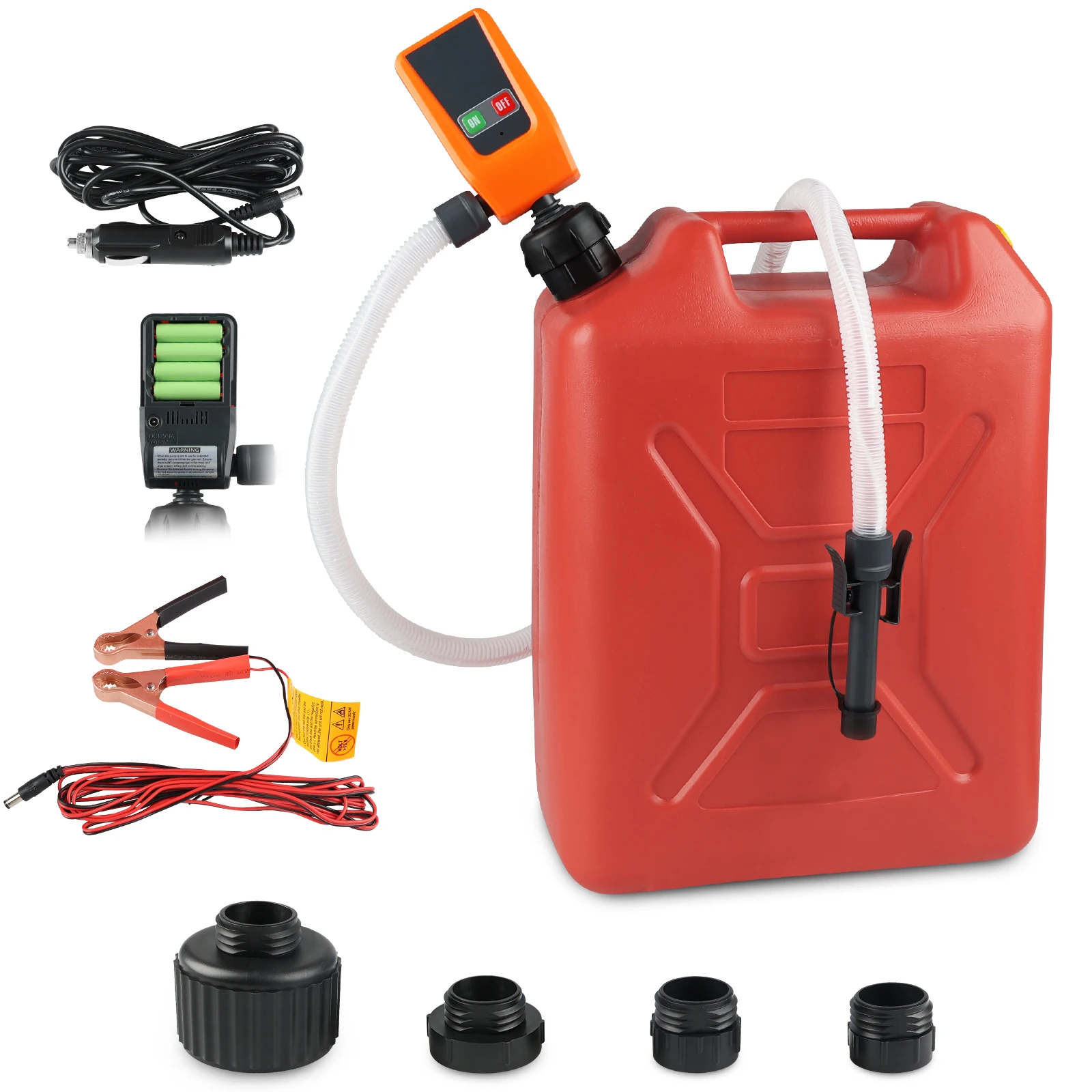 Fuel Transfer Pump with Auto-stop Sensor Leak Protection 3.2GPM Transfer Pump with 4 Tank Adapter Oil Water Fuel Transfer DC 12V