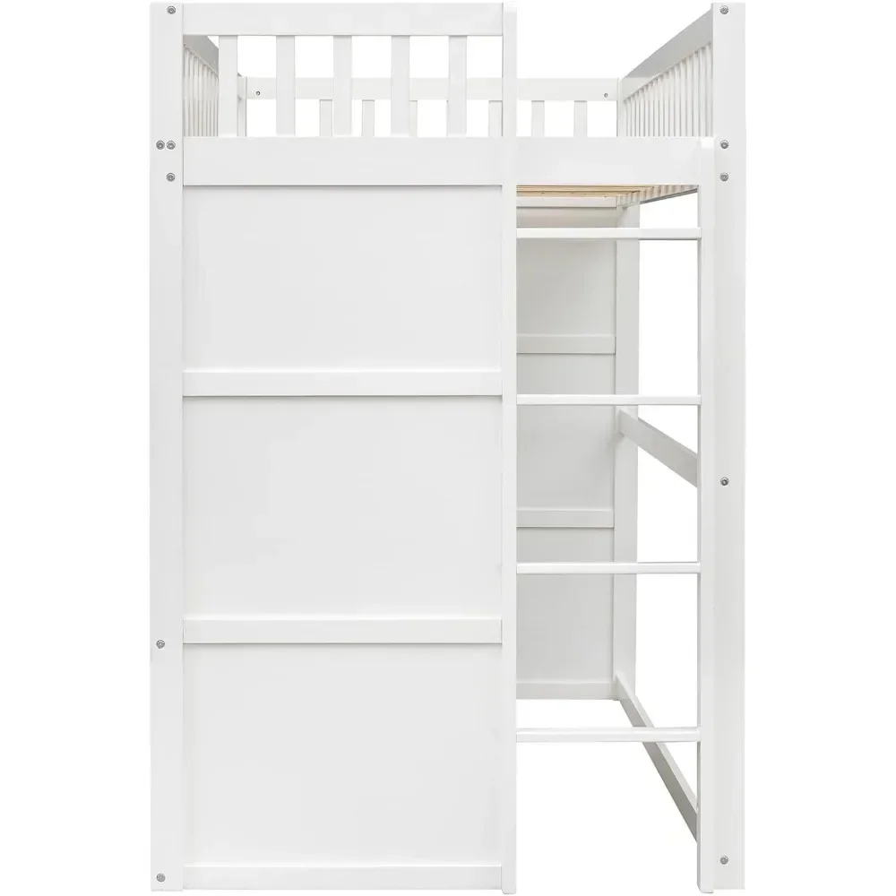 Twin Bed Frames House Loft Bed Twin Kids Playhouse Bed, Solid Wood Loft Bed Frame with Window and Ladder, for Girls Boys