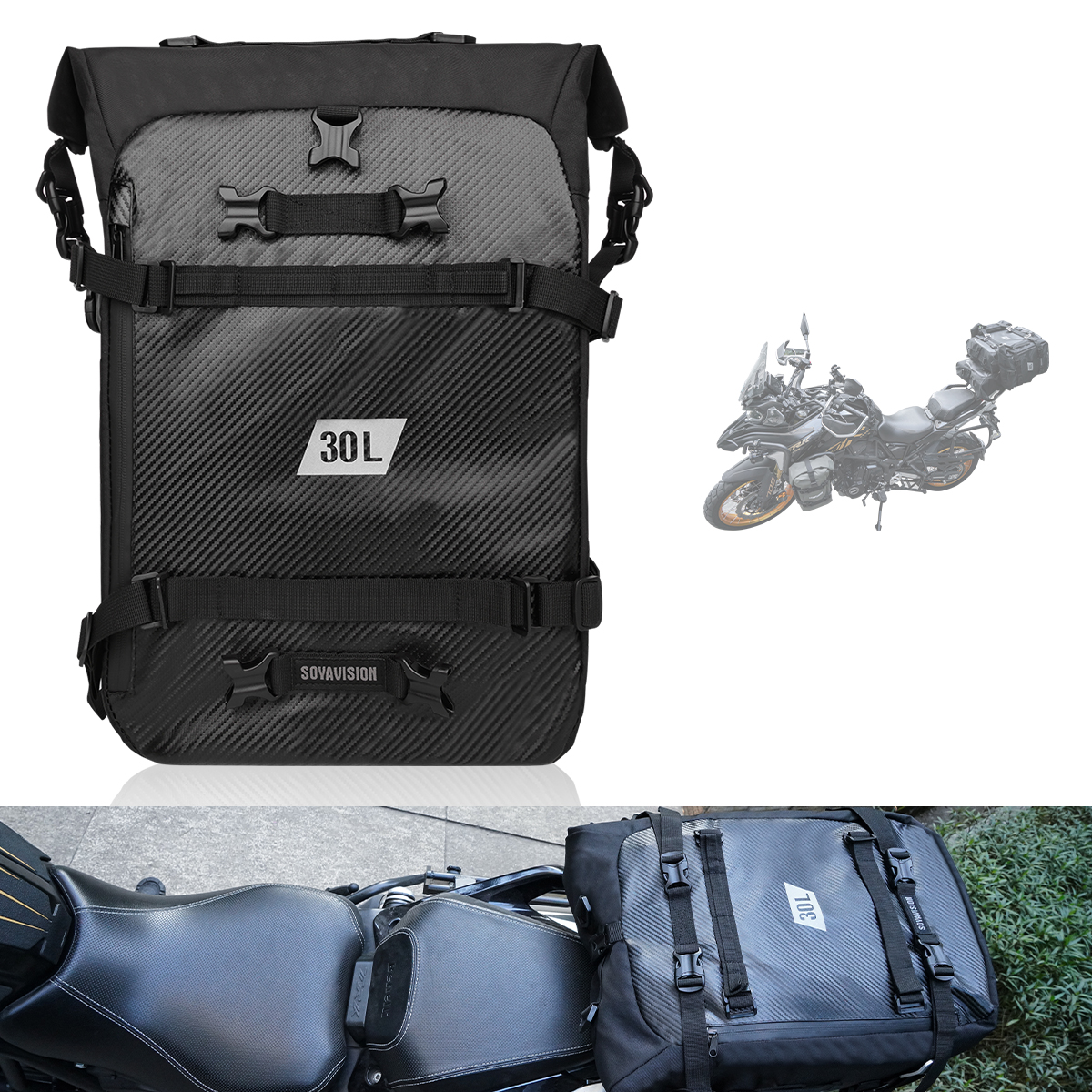 Motorcycle Top Box Bag Waterproof Cycling Backpack 6L-8L 10L 20L 30L Motor Side Saddle Pack Travel Luggage Box Accessories