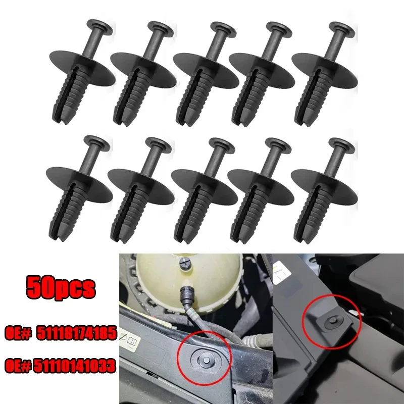 50pcs Car Bumper Trim Door Sill Wheel Arch Clips Retainer For BMW 3 5 7 Series 51118174185 Interior Accessories Car Rivet Clip