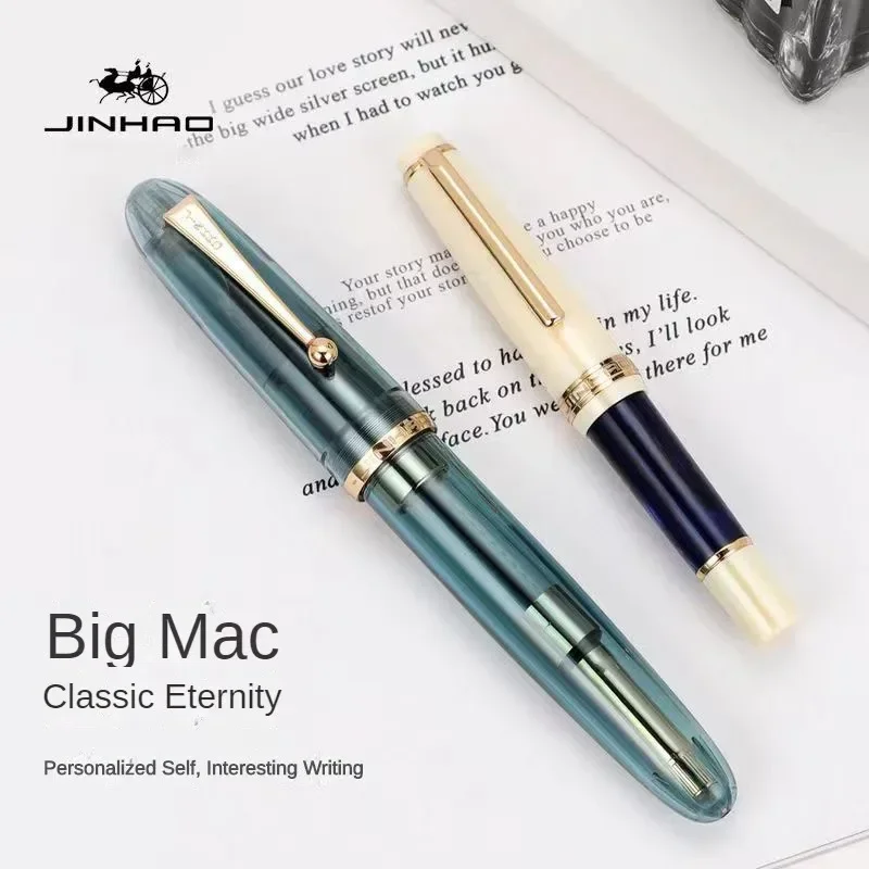 Luxury JinHao 9019 Dadao Fountain ปากกาอะคริลิคโปร่งใส Spin ปากกา 40MM Nib เครื่องเขียนอุปกรณ์สํานักงานโรงเรียนการเขียนปากกา