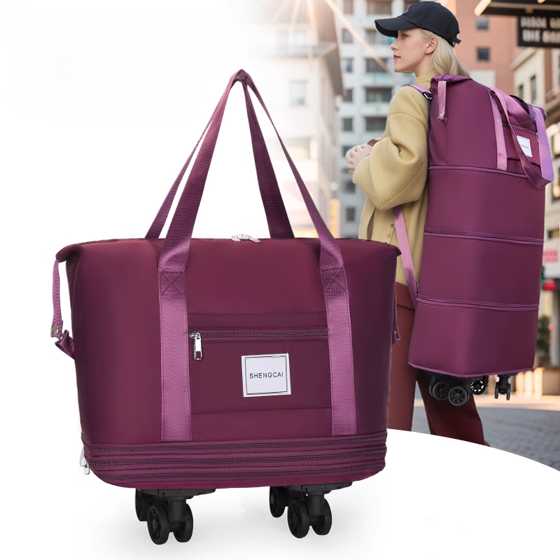 Bolsa de viagem mochila grande capacidade desmontagem universal roda saco de armazenamento bagagem portátil dupla camada verificado saco com roda