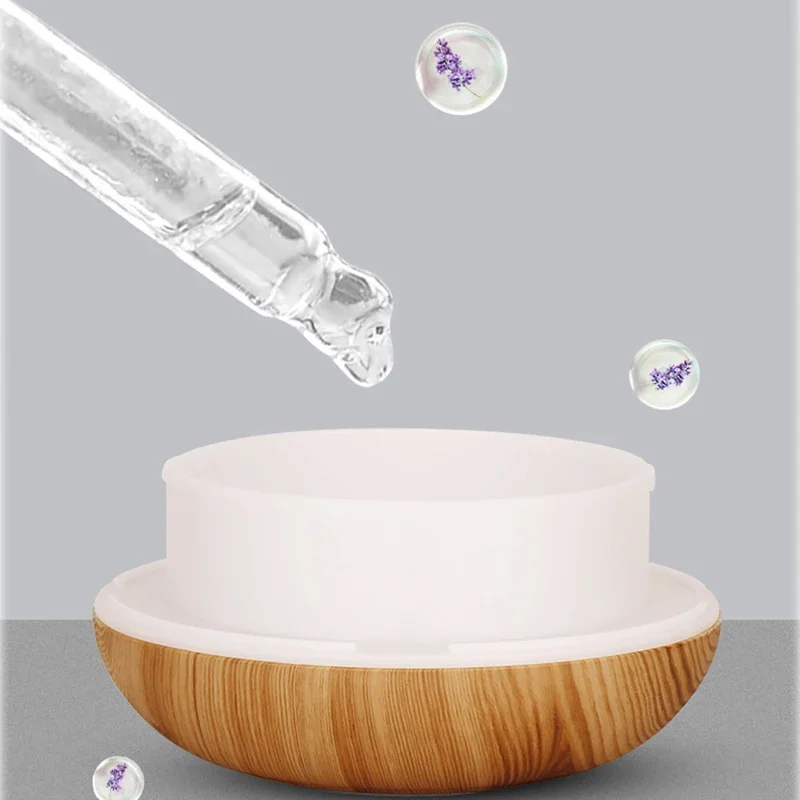 น้ํามันหอมระเหยน้ํามันหอมระเหยDiffuser 350MLไม้GrainรีโมทคอนโทรลUltrasonic Air Humidifier Cool 7 สีไฟLED