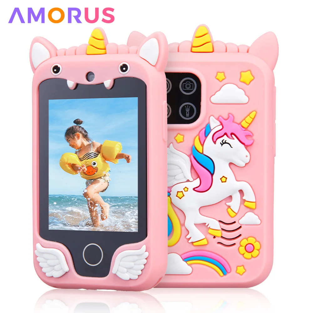 Cámara de teléfono inteligente para niños, pantalla táctil, unicornio, reproductor de MP3 móvil, cámara Digital, juguetes educativos para niñas y niños de 3 a 8 años