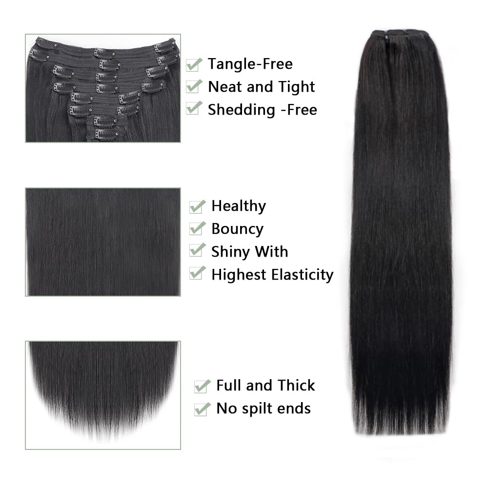 Grampo ins extensões de cabelo em linha reta cabelo humano 100% não processado cabeça cheia cabelo humano virgem brasileiro cor natural clipe ins cabelo
