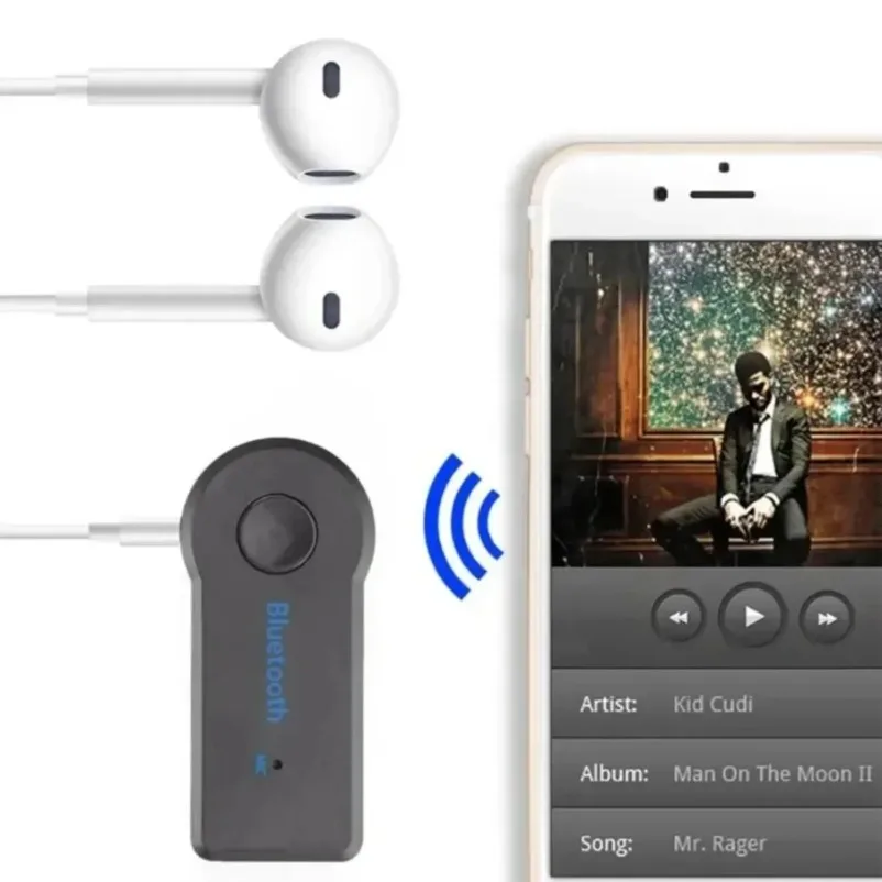 Receptor de Audio Bluetooth 5,0 para coche, 3,5mm, 3,5 conector auxiliar, transmisor de Audio y música estéreo, amplificador de altavoz, adaptador inalámbrico con micrófono