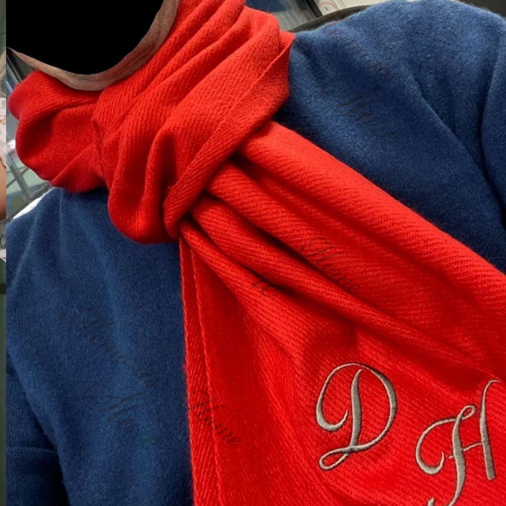 Bufanda de invierno con nombre personalizado, pañuelo bordado con monograma, inicial, regalo de cumpleaños y Navidad