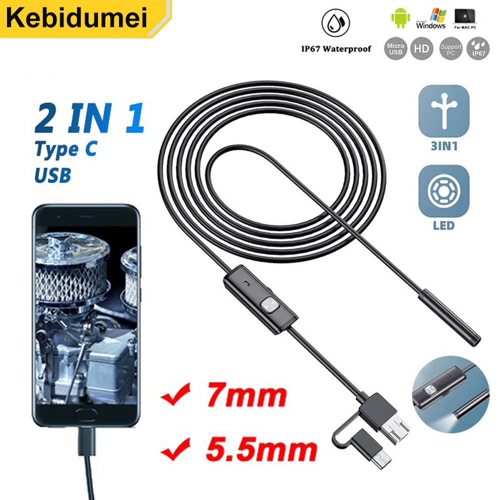 5,5 мм/7 мм эндоскопическая камера USB C, защита безопасности, автомобильные цифровые камеры, эндоскоп для телефона XIAOMI, смартфона, рыбалки, тип c