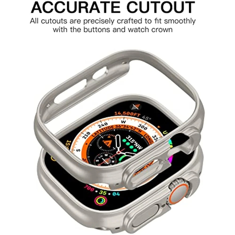 Matte Abdeckung für Apple Watch Ultra 2 49 mm Gehäuse, harter PC, stoßfeste Kantenschutzstoßstange, iWatch-Serie Ultra 49 mm Zubehör
