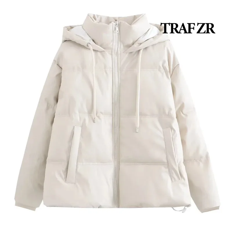 TRAF ZR 冬の女性のコールドコート冬のジャケット女性 2023 暖かいレザー PU パーカー冬コートプロモーション女性の上着