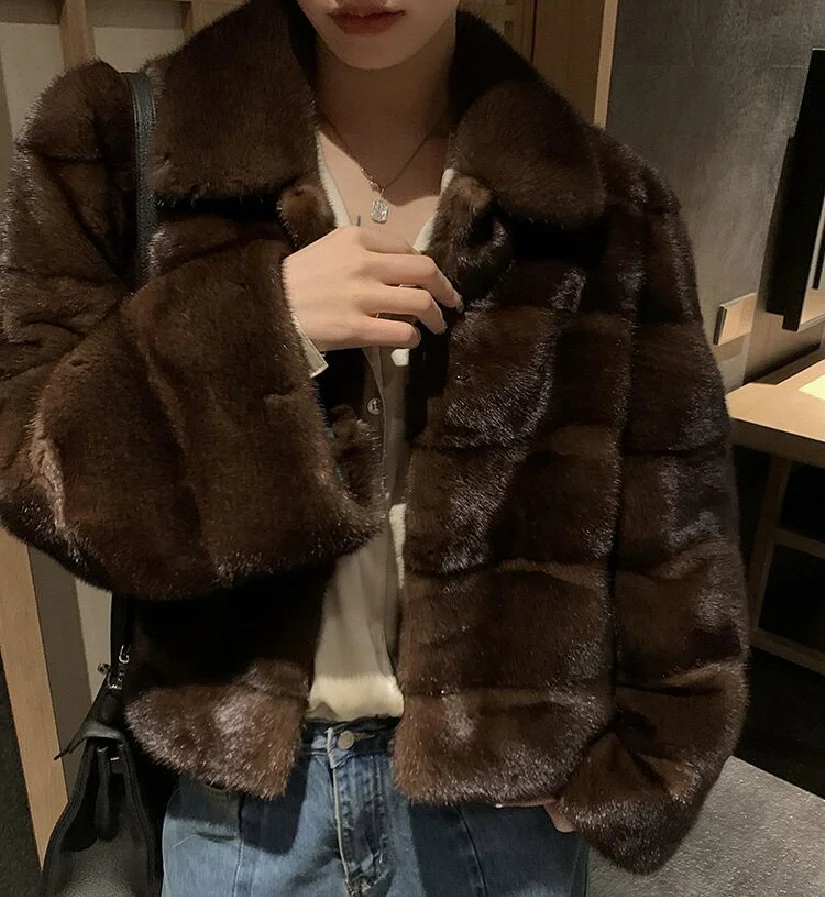 ew mink fur coat for 2023, 100% real mink fur coat, warm and stylish in winter