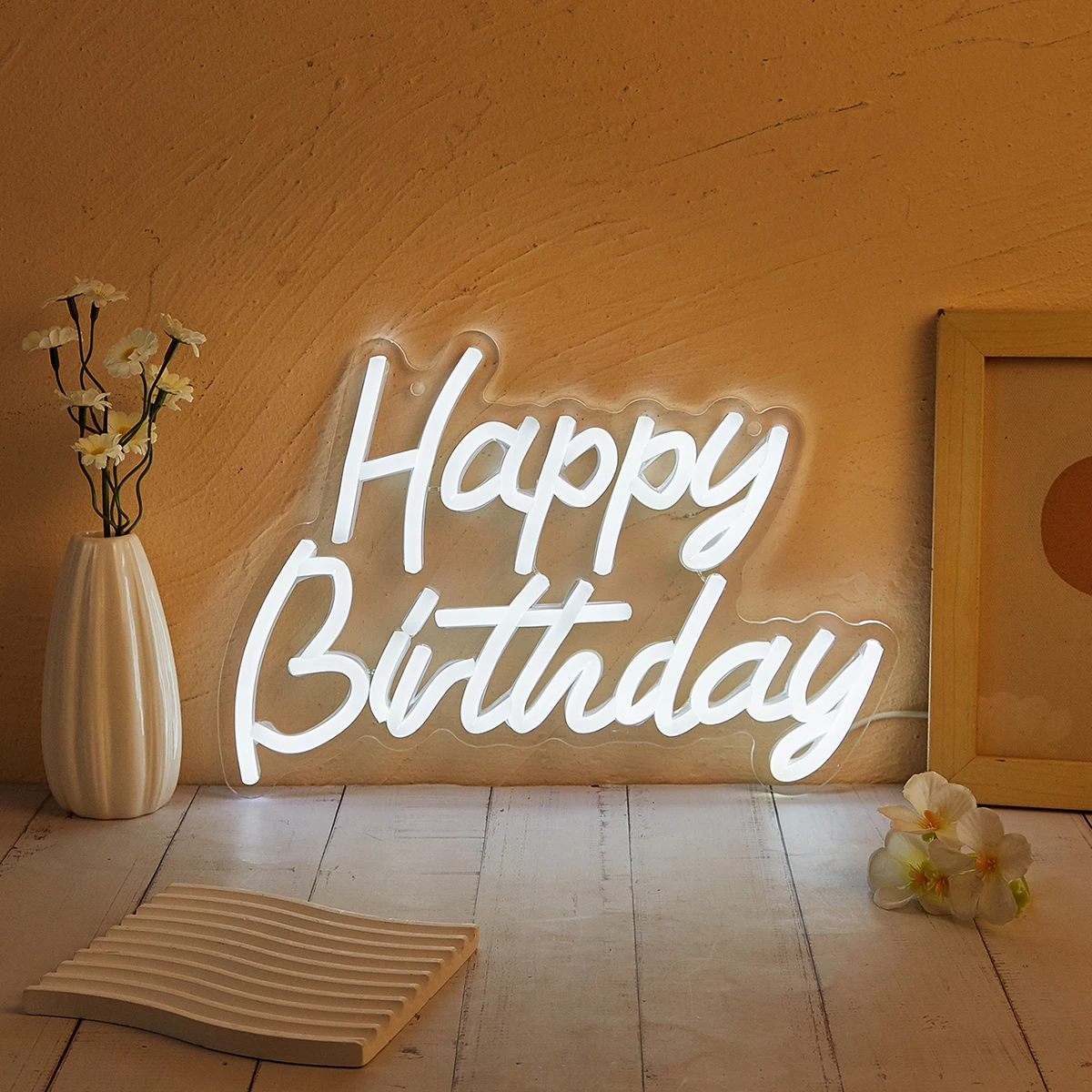 Chi-buy LED 네온 생일 축하 USB 전원 네온 사인 야간 조명 3D 벽 예술 침실 거실 장식 램프 표지판