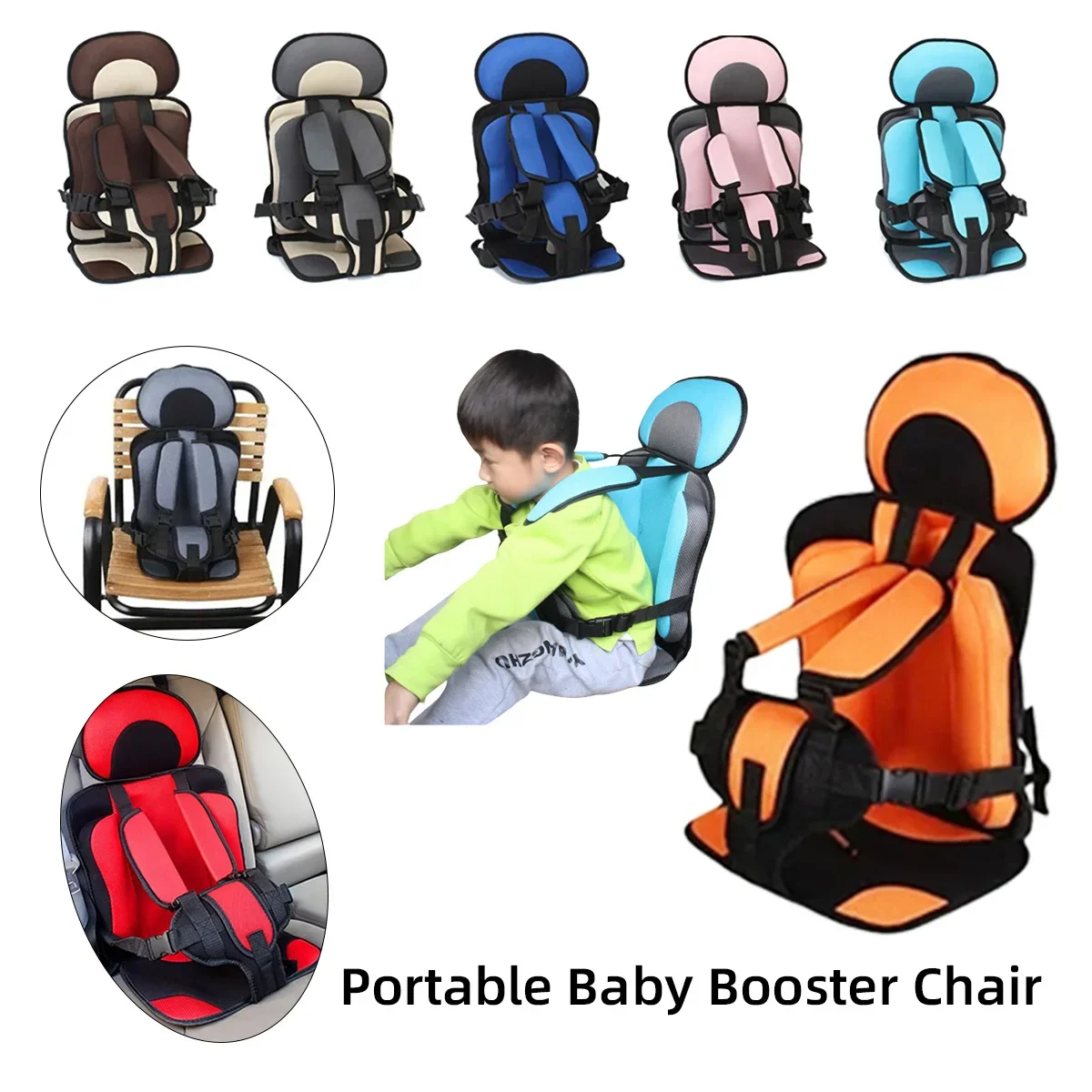 Asiento de seguridad portátil para niños, ajustable para cojín cochecito de bebé, silla transpirable, portador, almohadilla para carrito de compras