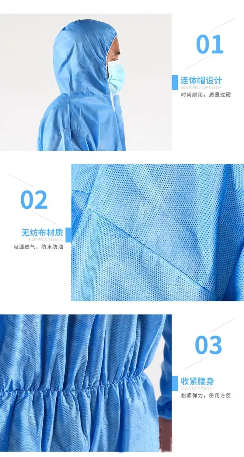 Disposable Breathable Dustproof Water Oil Resistant Work Safety Overall Anti Dust Spary Painting Decorating Labour Coverall Suit