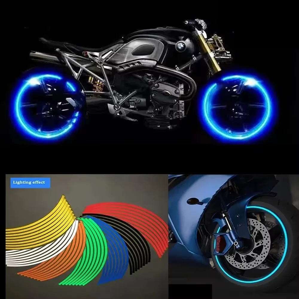 1 conjunto de 16 pçs adesivo de roda fita reflexiva aro listra bicicleta motocicleta adesivos para honda para kawasaki z750 z800 para yamaha mt07
