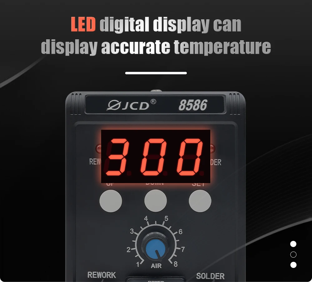 JCD 2 in 1 납땜 스테이션 8586 LCD 디지털 디스플레이 SMD 재 작업 뜨거운 공기 총 납땜 인두 220V 110V ESD 용접 수리 도구