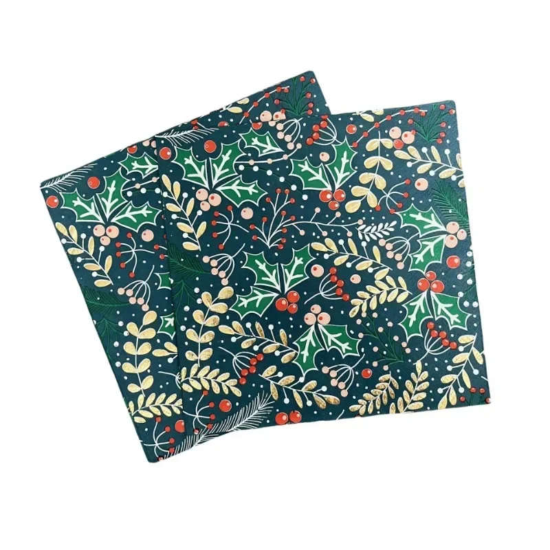 15 pièces/paquet 33cm 3 plis estampage fête serviettes en papier serviettes colorées de noël décoration de noël napperons en papier en gros