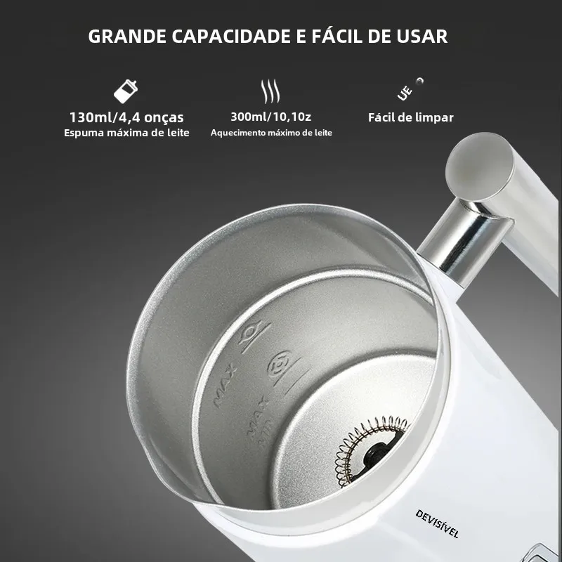 DEVISIB 3 in 1 Elétrica Leite Frother 300ml Máquina Automática de Espuma Quente e Fria para Café Latte Cappuccino Macchiato Chocolate Quente
