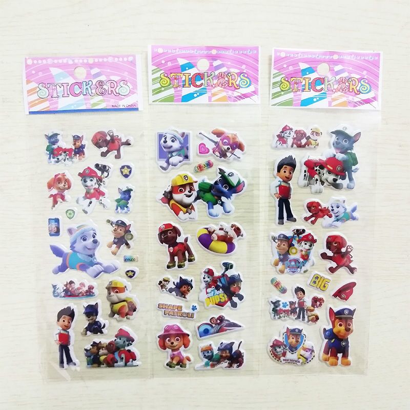 6/12PCS Paw Patrol สุนัขของเล่นสติกเกอร์ 3D เด็กอะนิเมะการ์ตูน Bubble Paste Thicken สติกเกอร์รางวัลของเล่นเด็กของขวัญ