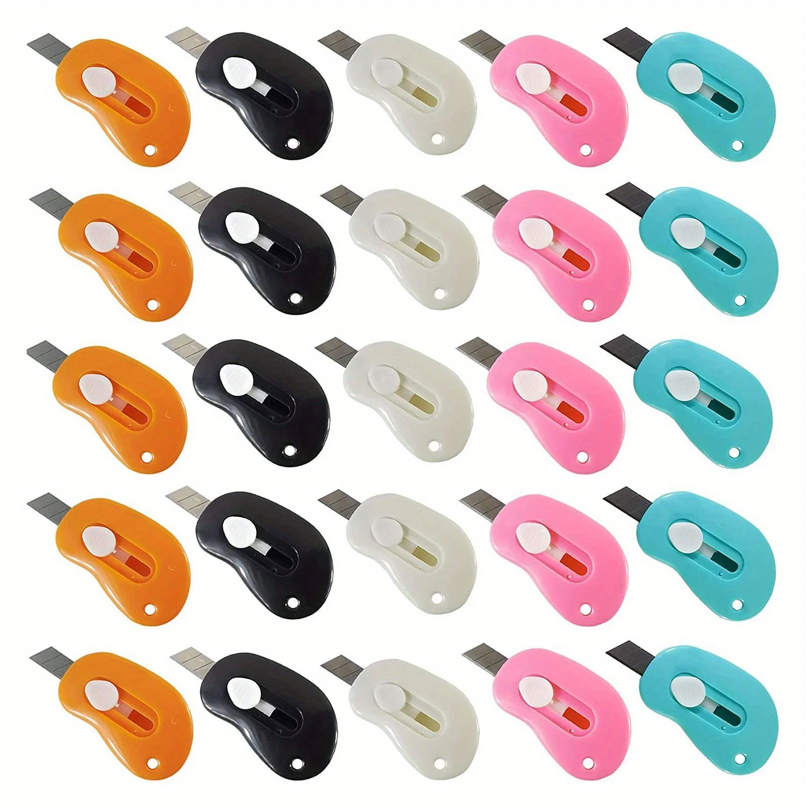 Mini couteau utilitaire rétractable, coupe-boîte, ouvre-lettres, 25 pièces