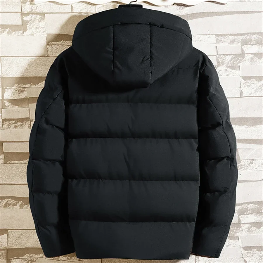 Inverno jaqueta masculina outono quente moda engrossado algodão acolchoado jaquetas com capuz casacos casuais masculino à prova de vento plus size sólido outwear