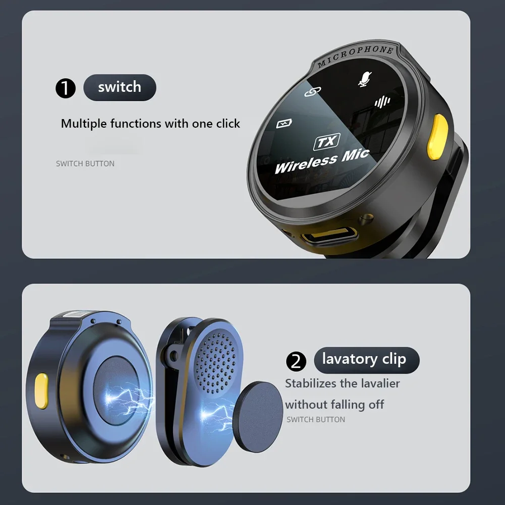 Xinmic microfone de lapela sem fio, cancelamento de ruído, jogo ao vivo, iphone, ipad, android, tipo-c, telefone, gravação ao ar livre, entrevista, pc