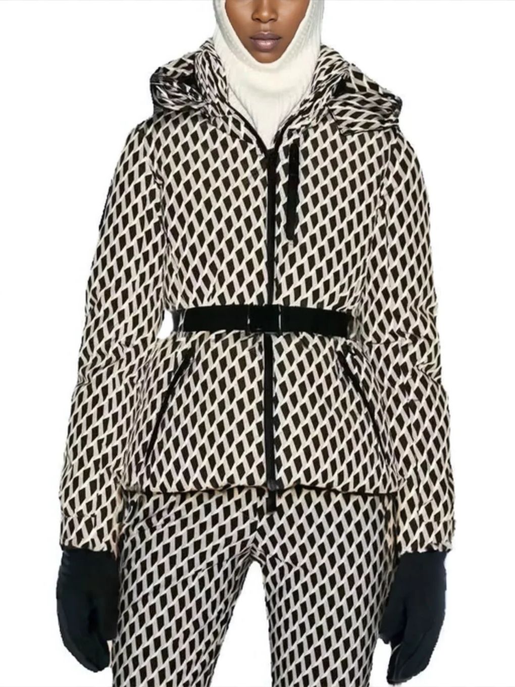 Женские модные зимние спортивные пальто с капюшоном и высокой талией, парка с поясом, женские элегантные толстые теплые ветрозащитные лыжные куртки с карманами