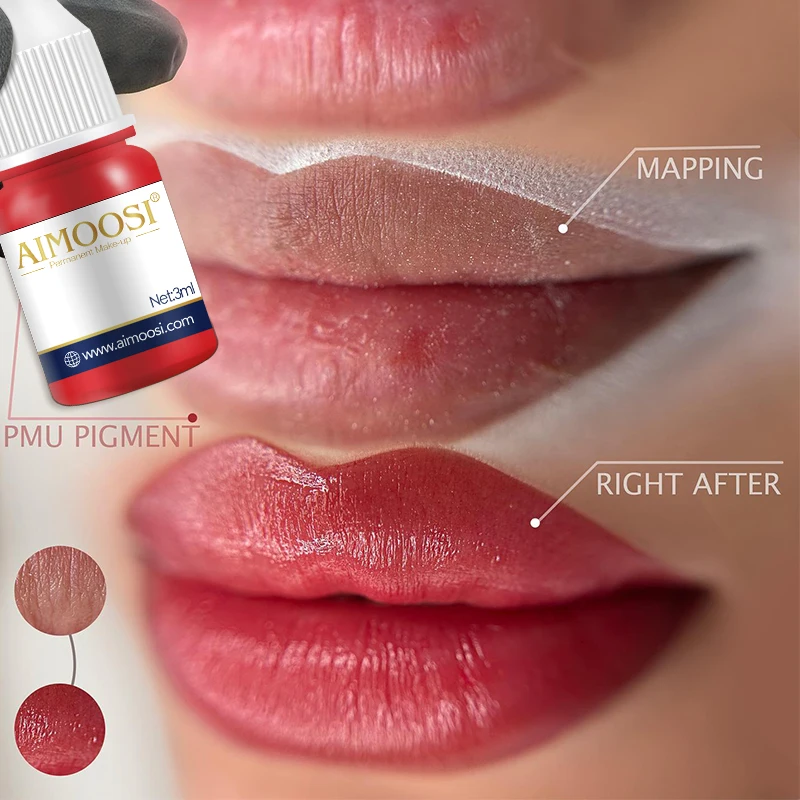 AIMOOSI Lip Tattoo Tinte für Semi Permanent Make-Up Nano Augenbrauen Microblading Pigment 3ML Schönheit Gesundheit Tattoo Liefert