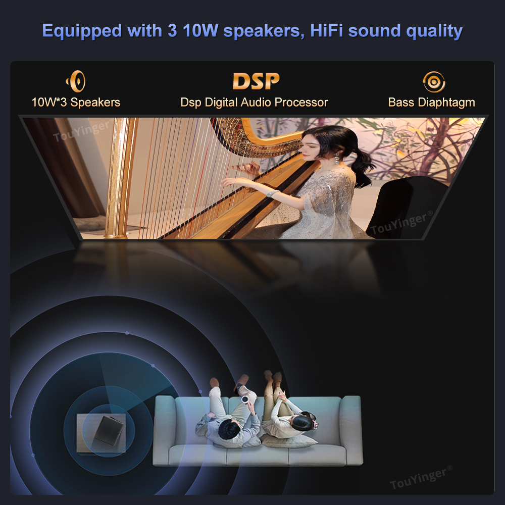 Touyinger Q12W pro 2800ANSI Full HD 4K Pantalla dual Wifi Bluetooth Proyector de cine en casa inteligente