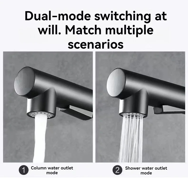Free Shipping Black Pull Out Kitchen Sink Faucet Two Model Stream Sprayer Nozzle Stainless Steel Hot Cold Wate Mixer Tap Deck